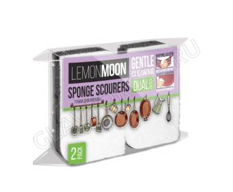 Губки д/посуды ВИСКОЗА+ТЕФЛОН деликатные 110х68х27 2шт LEMON MOON RETRO СКАНДИ (17)
