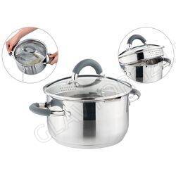 КАСТРЮЛЯ AGNESS "PROFI HOME" СО СТЕКЛЯННОЙ КРЫШКОЙ, 2,0Л 18X10.5 СМ ЦВЕТ РУЧЕК:СЕРЫЙ/6 арт. 914-216