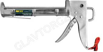 Пистолет для герметика 225 мм полукорпусной, усиленный хромированный, зубчатый шток/14231