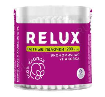 Ватные палочки банка 200шт RELUX цилиндр /24 