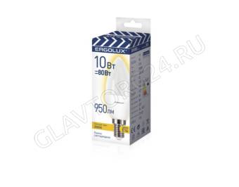 Лампа светод. Ergolux LED-C35-10W-E14-3K  (Свеча 10Вт E14 3000K 220-240В ПРОМО)
