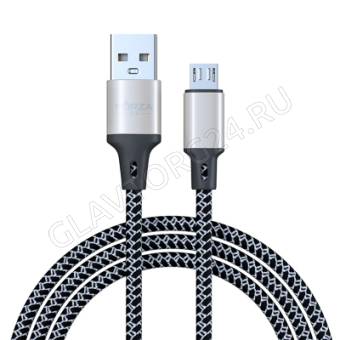 Кабель USB штекер-MicroUSB штекер FORZA Футбол 1м тканевый 2А микс