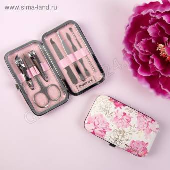 Набор маникюр 7пр QF Нежные пионы 10,7*6,7см пакет   4447912