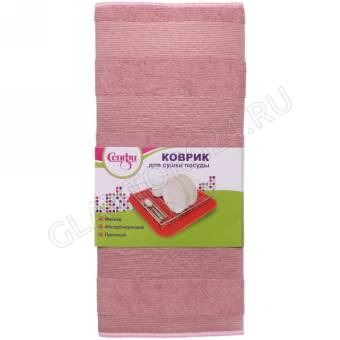 Коврик для сушки посуды 38*50см "Полоски" розовый арт. 335-241