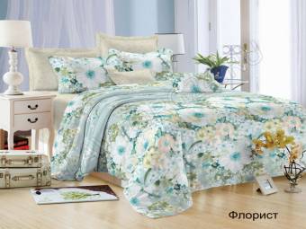 КПБ Евро Satin collection Микросатин ФЛОРИСТ Под200*220+Пр220*240+2Нав(70*70)