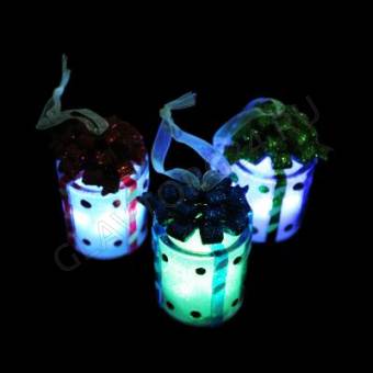 СНОУ БУМ Светильник LED, пластик, в виде подарка, 7,5х4 см, 3xAG13, 3 дизайна