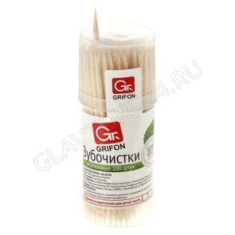 Зубочистка Grifon 100шт пласт/банка Выписывать по 48шт !!!/480шт снят