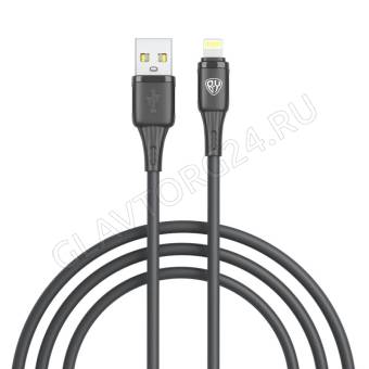 Кабель USB штекер-Lightning штекер BY 1м силиконовый 2,4А черный
