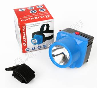Фонарик Ultraflash LED5375 (налобн аккум 220В, голубой, 1 Ватт  LED, 2 реж, пласт, бокс)
