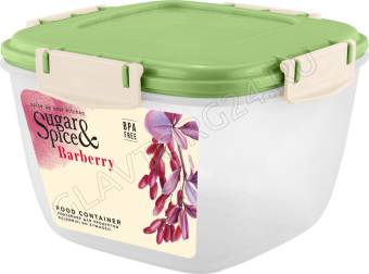 Контейнер для продуктов Sugar&Spice Barberry герметичный 1,35л квадратный фисташка