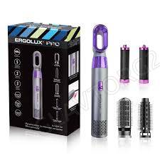 Фен-расческа ERGOLUX ELX-HD15-C08 серый/фиолетовый PRO (мультистайлер, 5 насад.,1400Вт,220-240В)