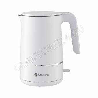 Чайник электрический SAKURA SA-2176W 1,7л 1,8кВт нерж.сталь,пластик белый