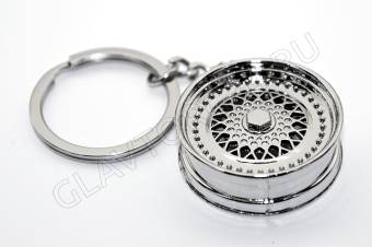 Брелок для ключей, диск, металл, хром 3043515