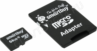 Карта памяти micro SDXC 64Gb SmartBuy Class 10 UHS-I с адаптером