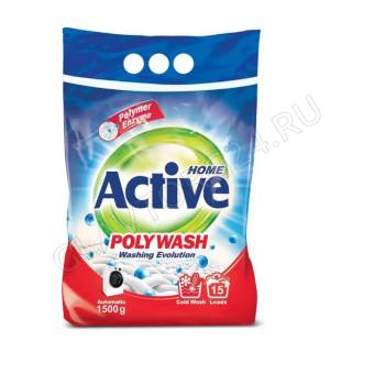 ACTIVE Стиральный порошок автомат "Poly Wash" Polymer Enzyme-технология холодной стирки, 1,5 кг 