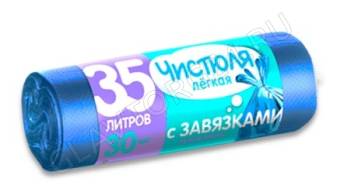 ЧИСТЮЛЯ ЛЕГКАЯ пакеты для мусора с завязками-ушками 35 л 30 шт/20 МС030