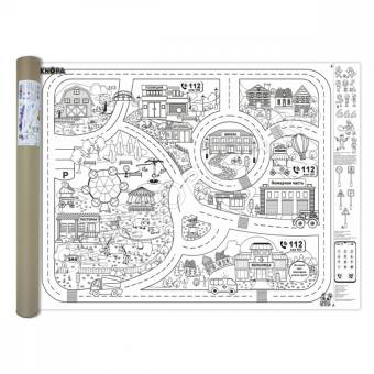 Раскраска огромная "Город с 2 машинками" КНОПА (1250х950мм) 1/16