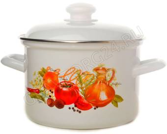 Кастрюля эмалир. цилиндр. 3,0л Итальянская кухня С-1612АП2/4 (4)