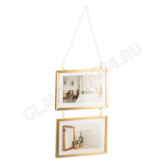 LADECOR Фоторамка на шнуре, 2 фото 10х15см, металл, 2 цвета