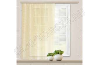 Штора вуаль с тиснением Листья 140*145см шампань
