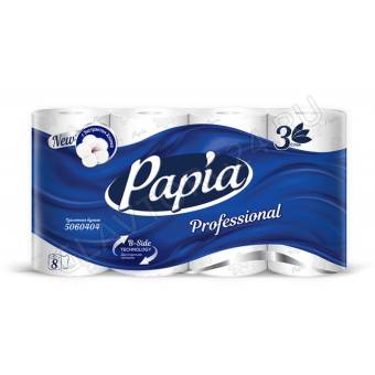 Туалетная бумага Papia Professional 3-х сл.8 рулона белая 16,8м 140л/7