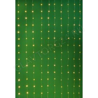 СНОУ БУМ Гирлянда эл. занавес нить росы медь 300 LED, 3х3м, 10 нитей, шампань, 8 реж, USB, пульт