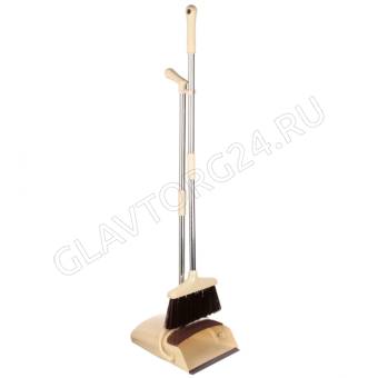 VETTA Набор щетка+совок, пластик, железо, ПВХ, 2 ручки, 92x24см/85x26,5см