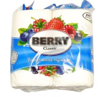 Т/бумага "BERRY" классик 2сл.4рул. на втул 20м/тисн.перфор белая/16