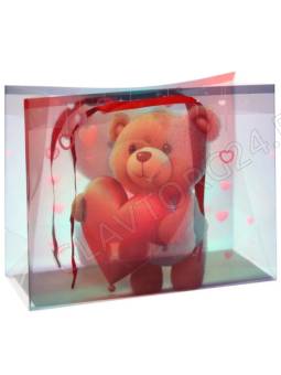 Пакет подарочный "Мишка с сердцем" 27*21*11 см