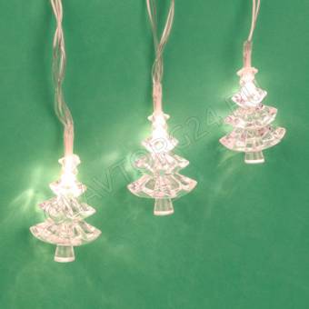 Гирлянда эл. насадка 3D "Ледяная елочка" 2м, 10LED*шампань, пост.свеч, ПВХпрозр, акрил,2хАА