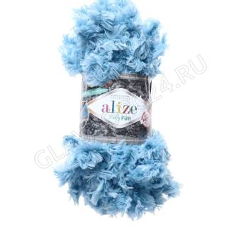 Пряжа "Puffy fur" 100% микрополиэстер 6м/100г  (6106 голубой) 4672170