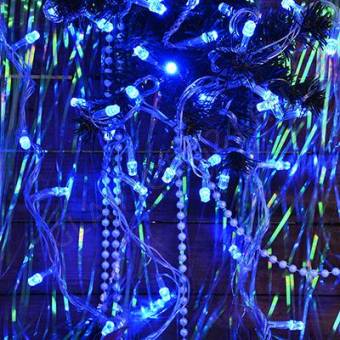 СНОУ БУМ Гирлянда электр. вьюн 9м, 100LED-алмаз, голубой, 8 реж, прозр. провод, 220В