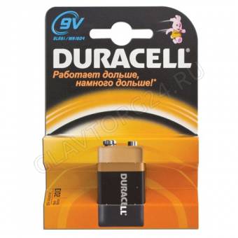 DURACELL "9V" батарейка алкалиновая Basic 6LR61/10 (крона)