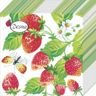 Салфетки Desna (Десна) Design однослойные 24*24 Земляника 40шт.