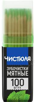 ЧИСТЮЛЯ зубочистки мятные 100шт/50  ЗЧ001
