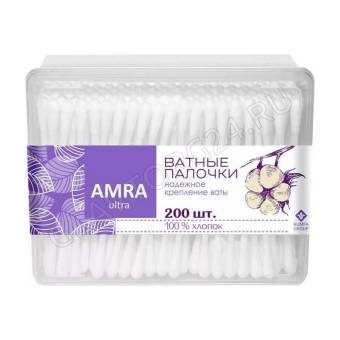 Ватные палочки банка 200шт AMRA прямоуг. /24