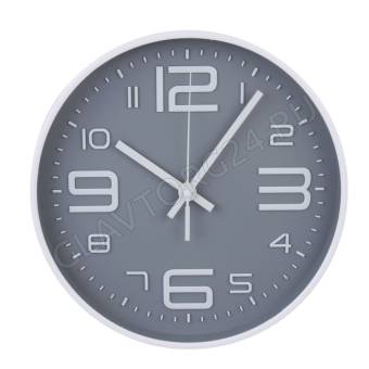 Часы настенные LADECOR CHRONO круглые 25см серый с белым 