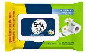 Emily Style Влажная РАСТВОРЯЮЩАЯСЯ туалетная бумага 72шт с крышкой/20