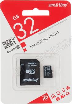Карта памяти microSDHC 32GB Smart Buy Class 10 PRO U3 R/W 95/60 MB/s  с адаптером SD