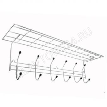 Вешалка д/одежды 6 крючков с полкой белая АЛТ 07 /3