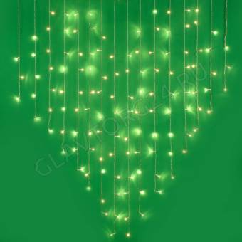 СНОУ БУМ Гирлянда электр. Бахрома-сердце 124LED, 2,5х1,5м,16 нитей, шампань,8реж, 220В