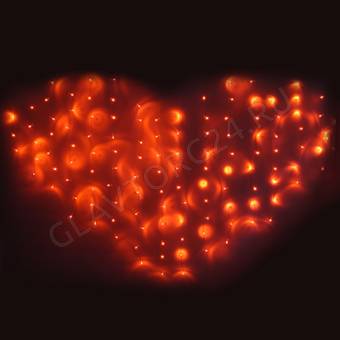 СНОУ БУМ Гирлянда электр. бахрома-сердце 124LED, 2,5х1,5м,16 нитей, коралловый, 8реж, 220В