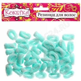 Резинки для волос 50шт "Кокетка - Лапушки", цвет голубой