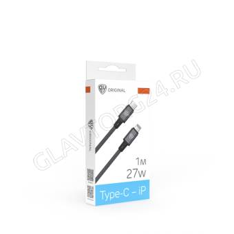 Кабель Type-C штекер-Lightning штекер BY 1м нейлоновый 3А графит (нарушена упаковка)  931-634