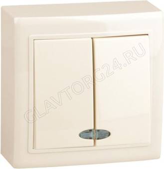 Выключатель 2 о/п кл в сборе крем Volsten V01-32-V22-S Solar