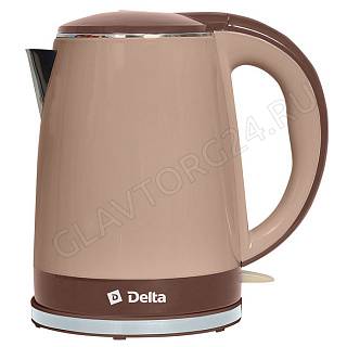 Чайник электрический DELTA DL-1370 1,8л 2,2кВт нерж.сталь,пластик бежево-коричневый