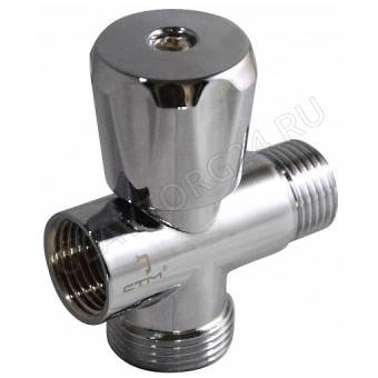 Вентиль трехпроходной 1/2"х1/2"х3/4" ш/ш/г маховик, хром. СТМ CV301234