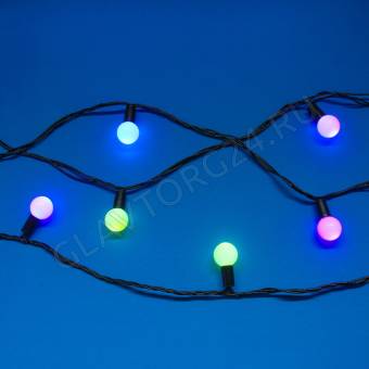 СНОУ БУМ Гирлянда эл. нить 6м, насадка мат/шар d22мм, 30LED*RG/RB, автореж,ПВХ черн,220В+ПОДАРОК