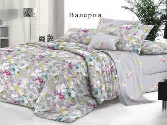 КПБ 1,5сп De Luxe Сатин Валерия Под143*215+Пр150*215+2Нав(70*70) ПОСЛЕДНЯЯ ЦЕНА!