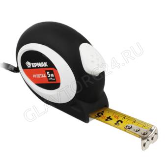 Рулетка ЕРМАК 5м 19мм, автостоп, софттач, магнит